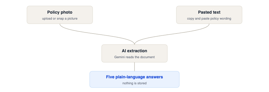 Two flexible input paths feeding one AI extraction step